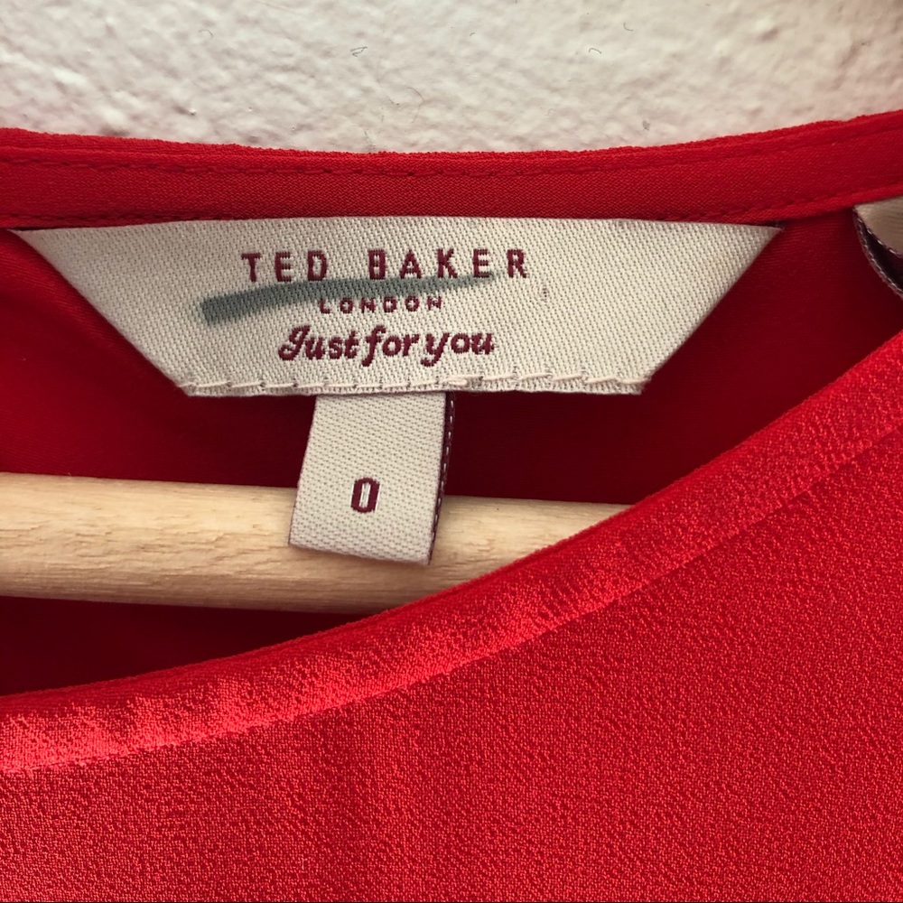 Ted Baker Red Ruffle Shift Dress - Picture 3 of 6